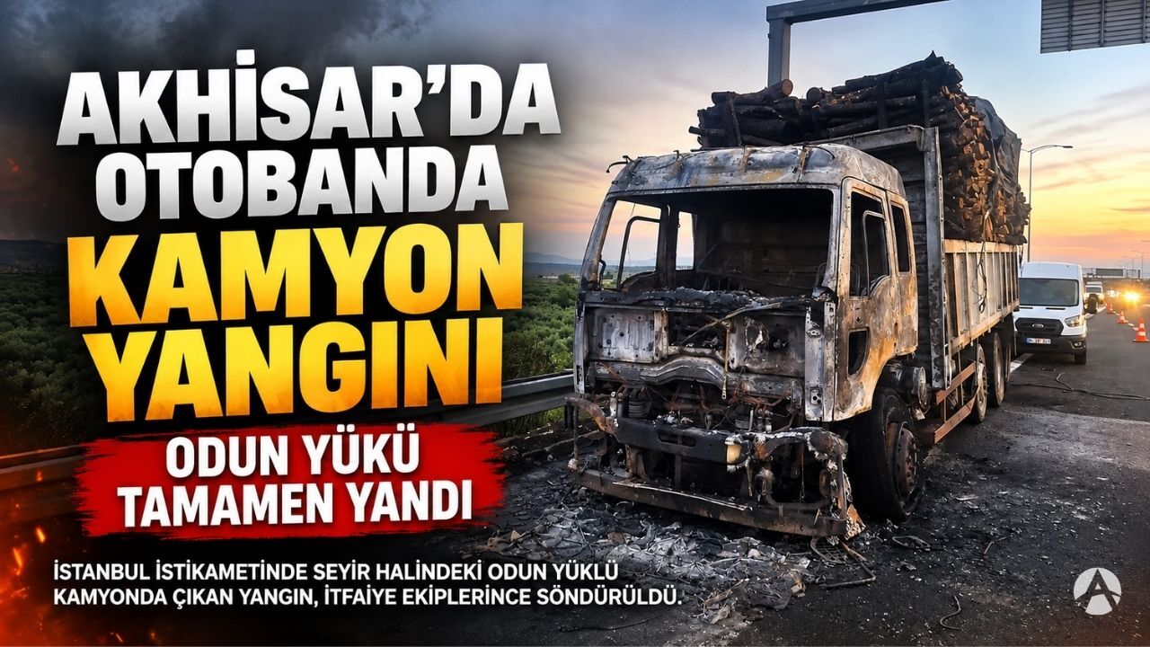 Akhisar’da Otoyolda Kamyon Yangını: Odun Yükü Küle Döndü