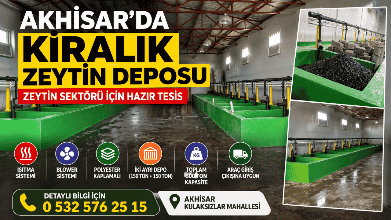 Akhisar'da kiralık zeytin deposu!
