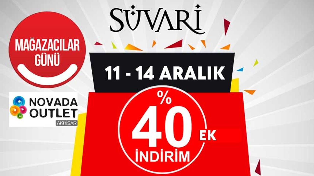 Süvari'de Mağazacılar Gününe Özel 11-14 Aralık arası %40 ek indirim fırsatı!