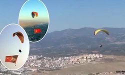 Akhisarlı paraşütçülerden Karahöyükte Cumhuriyet uçuşu!
