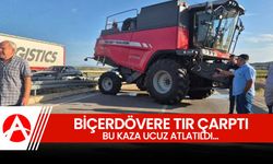 TIR, Biçer-Dövere Arkadan Çarptı, Kaza Ucuz Atlatıldı..