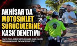 Akhisar’da Motosiklet Sürücülerine Kask Denetimi