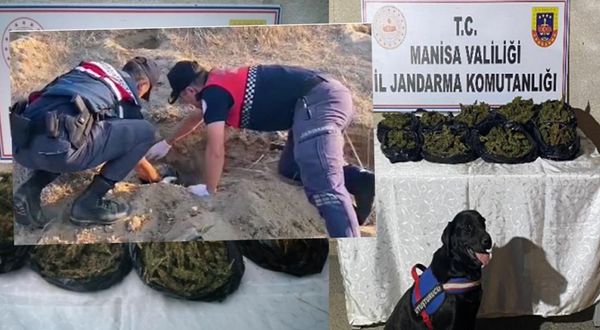 Akhisar'da toprağa gömülü 6 kilo uyuşturucu yakalandı!