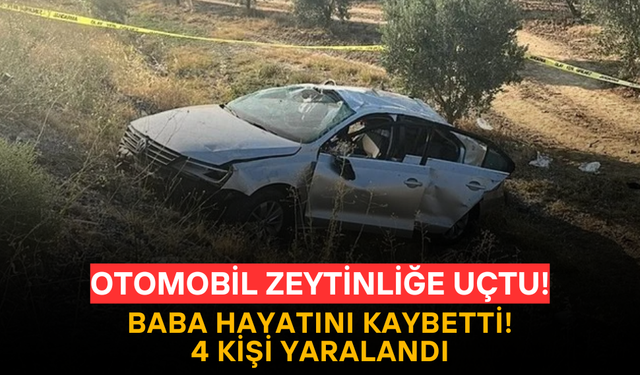 Zeytin Bahçesine Uçan Otomobilde Baba Hayatını Kaybetti, Aynı Aileden 4 Kişi Yaralandı