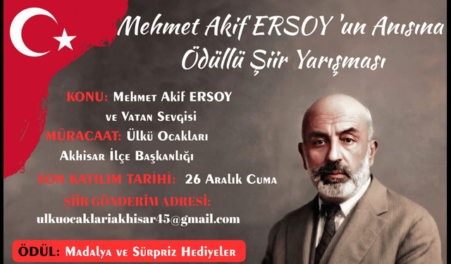 Mehmet Akif Ersoy Anısına Ödüllü Şiir Yarışması Düzenleniyor