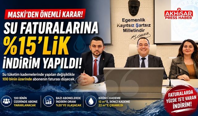 MASKİ’den Su Faturalarına İndirim Kararı