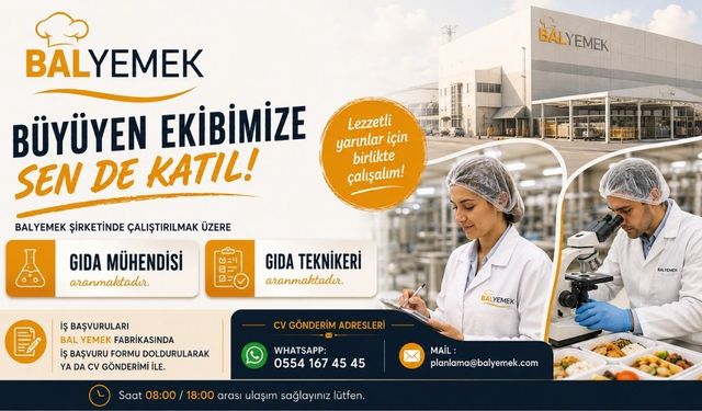 Balyemek’ten İş İlanı: Gıda Mühendisi ve Gıda Teknikeri Alımı Yapılacak