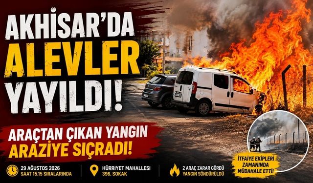 Akhisar’da Araçtan açılan Yangın Araziye Sıçradı