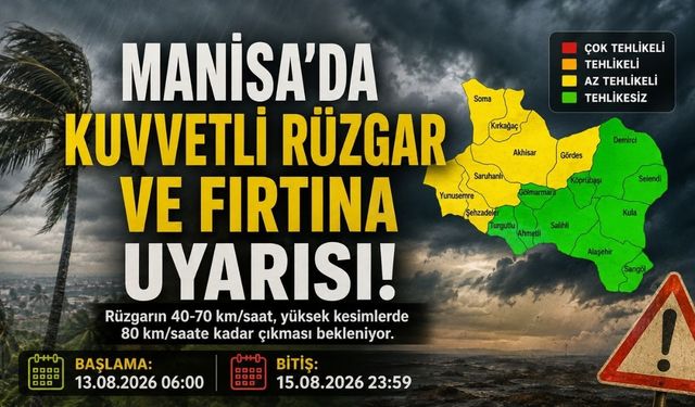 Akhisar’da Kuvvetli Rüzgar ve Fırtına Uyarısı