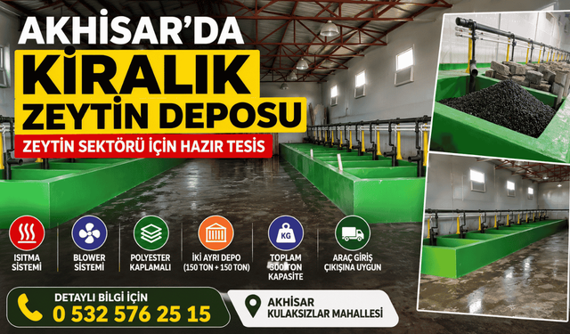 Akhisar'da kiralık zeytin deposu!