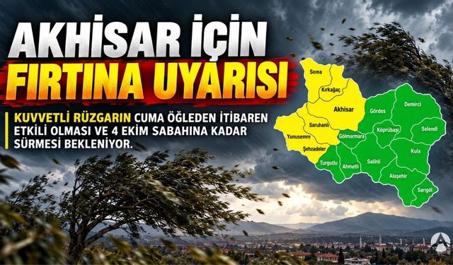 Akhisar İçin Kuvvetli Rüzgar ve Fırtına Uyarısı