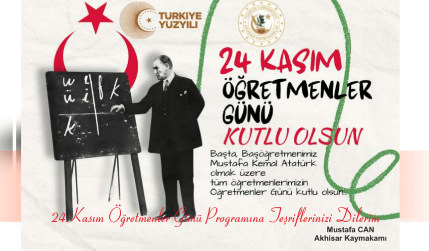 Akhisar’da 24 Kasım Öğretmenler Günü Programı Açıklandı
