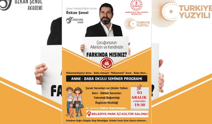 Akhisar Milli Eğitim’den Ailelere Önemli Seminer: "Anne-Baba Okulu" Başlıyor