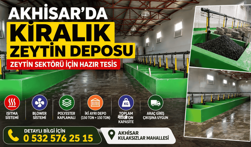 Akhisar'da kiralık zeytin deposu!