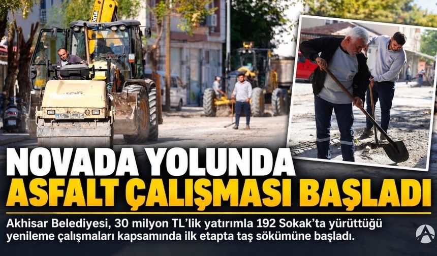 Akhisar’da Novada Yoluna 30 Milyon TL’lik Yatırım: Asfalt Çalışmaları Başladı