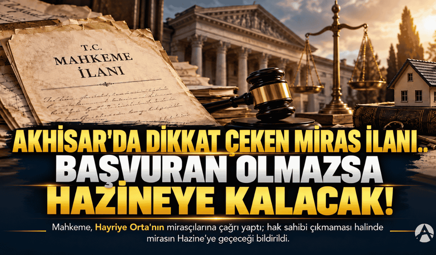 Akhisar'da dikkat çeken miras ilanı.. Başvuran olmazsa hazineye kalacak!